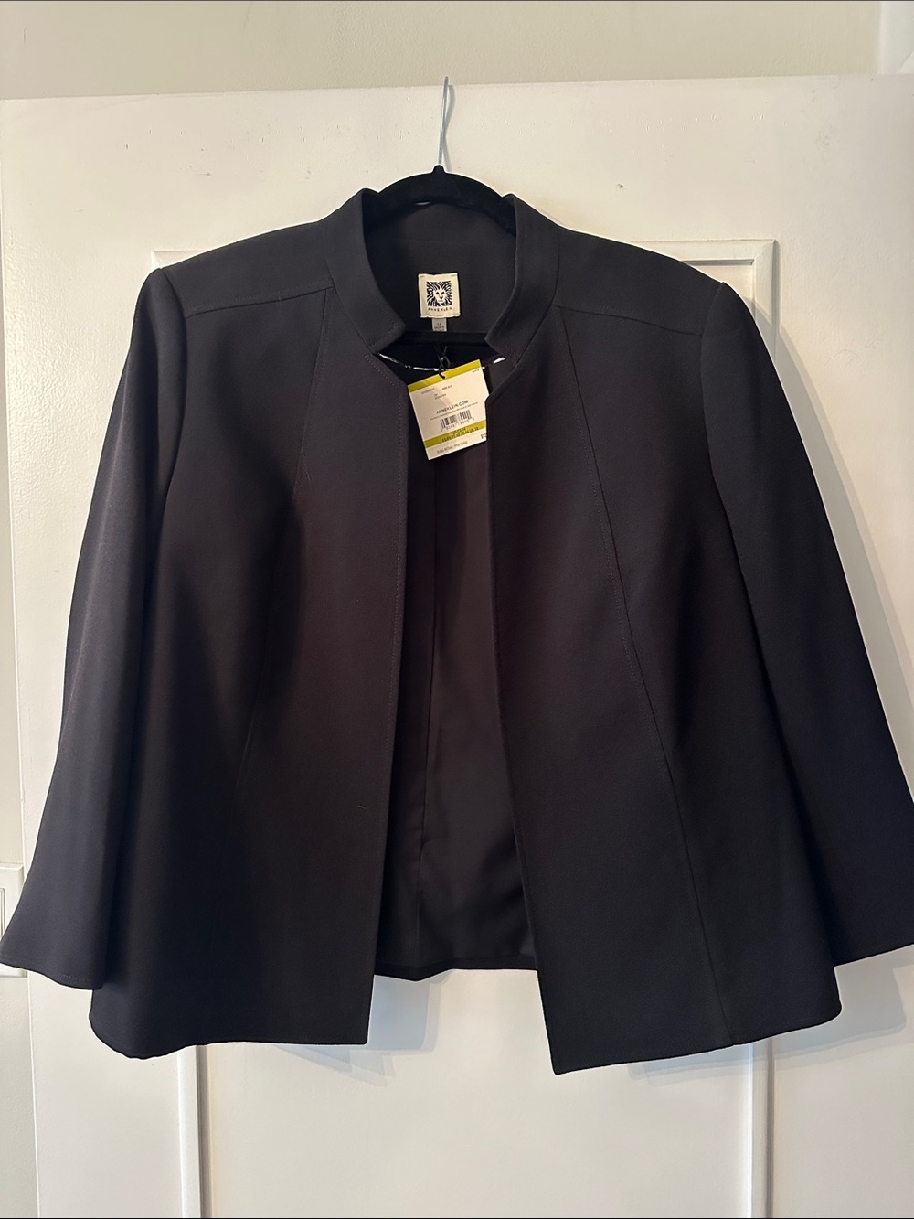 Anne Klein Black Open-Front Collarless Blazer